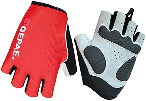 QEPAE® Biking Gloves Gel Pad Luminous Fingerless Glove For Safe Night Riding Cycling Hunting Hiking-Red M