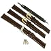 3 Brown Leather Watch Band & Deployment Buckle 18mm