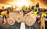 3D Wooden Puzzle ROAD ROLLER Woodcraft Construction Kit