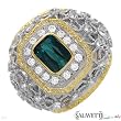 SALAVETTI Made in Italy Wonderful Cocktail Ring With 3.07ctw Precious Stones - Genuine Super Clean Diamonds and Tourmaline Beautifully Crafted in 18K Two tone Gold. Total item weight 11.4g - Certificate Available.