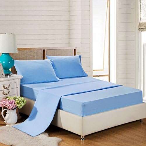 BLERA Microfiber 1000 Bedding  Queen 4pc Bed Sheet Set  Deep Pocket-Wrinkle, Fade, Stain Resistant - Hypoallergenic （ Light Blue）