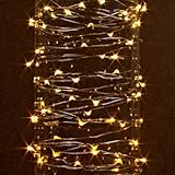 Gerson 38624 - 60 Light 20' Silver Wire Warm White Battery Operated Outdoor LED Micro Miniature Christmas Light String Set with Timer