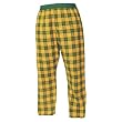 Green Gold (Yellow) tartan plaid check flannel cotton pants for lounging, sleep, sports. Unisex relaxed fit, exposed elastic waist