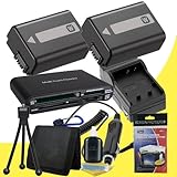 Two NPFW50 Lithium Ion Replacement Battery w/Charger + Memory Card Reader/W ....