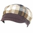 New square multi-colored plaid side buttons newsboy gatsby cabbie cap hat Brown