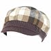 New square multi-colored plaid side buttons newsboy gatsby cabbie cap hat Brown