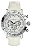 Image of Nautica A20070G Steel Gents SPETTACOLARE swiss chronograph white leather strap silver dial