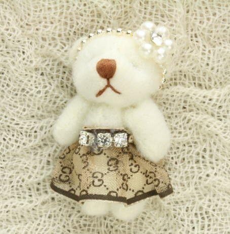 GG pattern skirt of Teddy Bear Pearl &amp; Rhinestone Deco for stuffed animals (with strap) (Pink)