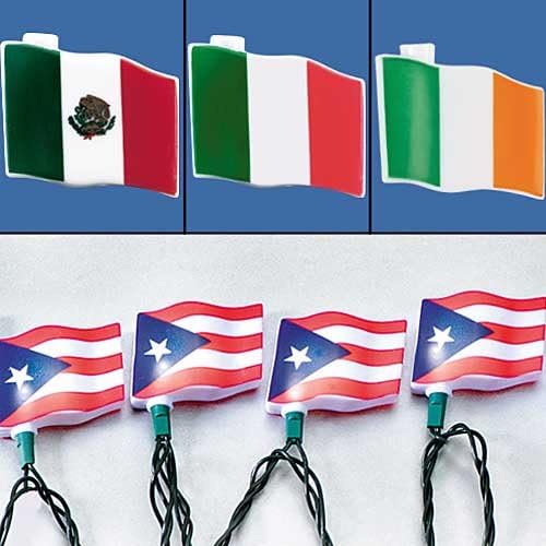 Mexican Flag Tree Holiday Lights- Features 10 Flags