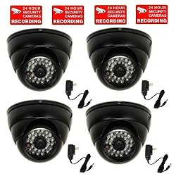 VideoSecu 4 Day Night Vision 1/3" SONY Effio CCD 700 TVL Infrared Weatherproof Security Cameras Vandal Proof 28 Infrared Leds with Free Power Supplies for CCTV DVR Home Surveillance System A96