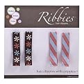 Ribbies Clippies Hair Clip 4-pk. - Floral/ Stripes