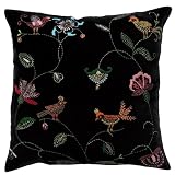 April Cornell Cushion 16 - Bird Embroidery Black