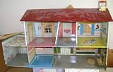 Vintage Metal Doll House Filled with Renwal and Acme Furniture