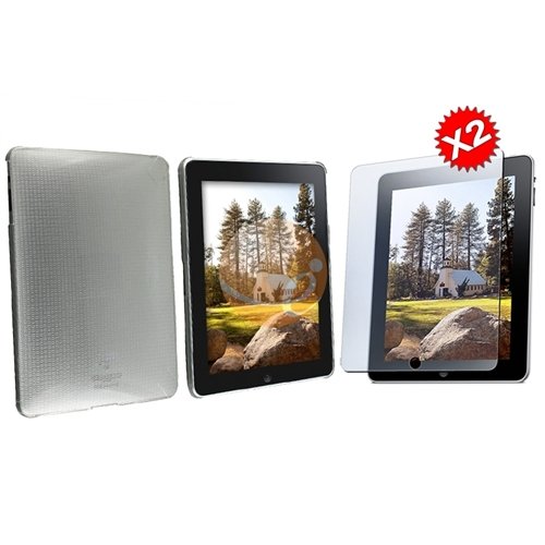 Best Price Premium Crystal Clear Square Hard Snap-on Case + 2 pcs 9.7'' Anti-Glare Screen Protectors Compatible With Apple iPad Tablet 16GB / 32GB / 64GB