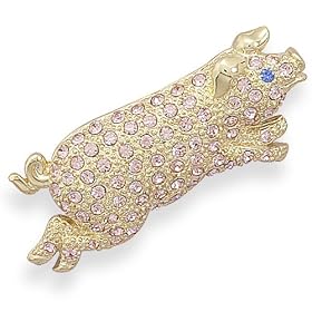 Pink Swarovski Crystal Pig Fashion Pin