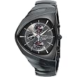 SEIKO Men's Ion Plated Black Streamline Alarm Chronograph Watch with Black Dial. Model: SNA757