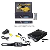 Lanzar Car, Van, Truck DVD Player, Amplified Subwoofer Enclosure and Pyle Camera Package - SDBT73N 7'' Single Din In-Dash Motorized Touch Screen TFT/LCD Monitor With DVD/CD/MP3/MPEG4/USB/SD/AM/FM/RDS Receiver - VCTBS8 Vector 8'' Ultra Slim 600 Watt High Power Amplified Subwoofer Enclosure - PLCM10 License Plate Mount Rear View camera w/Night Vision