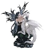 Black Fairy With White Dragon Collectible Figurine Decoration Statue