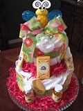 Baby Bugs Garden Pink Green 2-tier Premium Diaper Cake