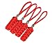 4 Reflective Red Paracord Zipper Pulls or Knife Lanyards With Skull Alloy Bead