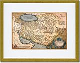 Gold Framed/Matted Print 17x23, Map of The Middle East