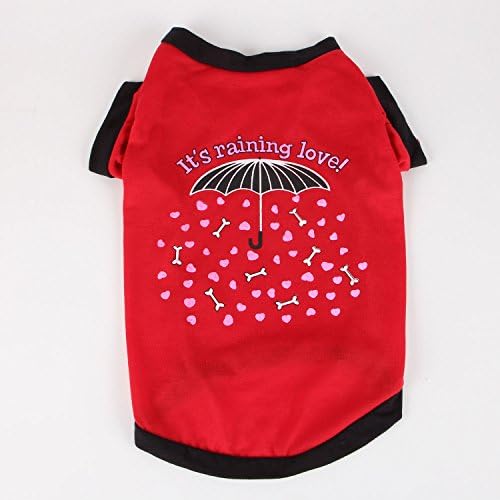 Commoditier Red Umbrella Dog T-shirt Summer Puppy Clothes Small Dog Clothing (Medium)