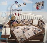 SoHo American Khaki & Brown Suede Crib Nursery Bedding Set 10 pieces