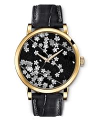 SPRAWL Aanalog Fashion Series Gold Ladies Watches of Genuine Black Leather Strap,Unique Wrist Watch for Women Girls Designed with white Flowers
