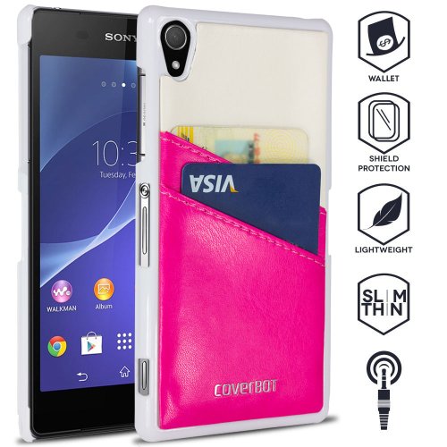 CoverBot Prime Wallet Case for Sony Xperia Z2 - White/Hot Pink