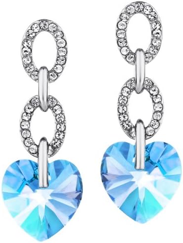 Neoglory Fashion Earrings for Girls with Swarovski Element Blue Crystal Earing Heart Earrings Christmas Gift