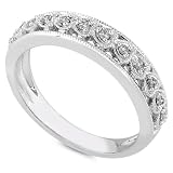 1/10ctw 14K White Gold Round Brilliant Cut Diamond Heart Band (HI/I1)