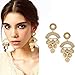 JQUEEN Pair Big Gold Plated Round Design Tassel Ear Studs Earrings