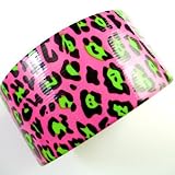 New Craft Duck Duct Tape "Pink Lime Green Black Cheetah Print" 10 Yards