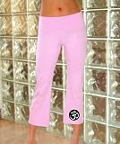 AUM PATCH Ladies Cotton Spandex Foldover Capri Yoga Pants - Leg Print - Pink