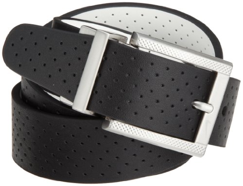 NIKE Golf Perforated Reversible Belt (Black/White, 34)