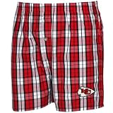 Kansas City Chiefs Red-White Plaid Historic Embroidered Boxer Shorts (Small)