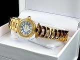 Pierre Cardin Women's Gold Plated Watch and Crystal Necklace and Earrings Gift Set