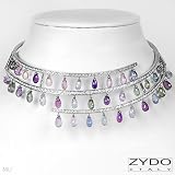 ZYDO 18K White Gold 68.74 CTW Sapphire and 4.42 CTW Color F-G VS1-VS2 Diamond Ladies Choker. Length 12.5 in. Total Item weight 75.5 g.