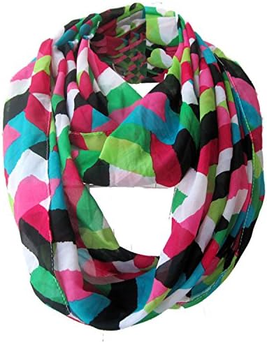 Sexyinlife Chiffon Multicolor Colorful Geometric Print Infinity Scarf Blue