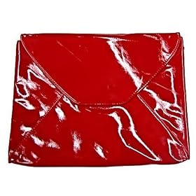 RED ENVELOPE PATENT LEATHER CLUTCH HANDBAG