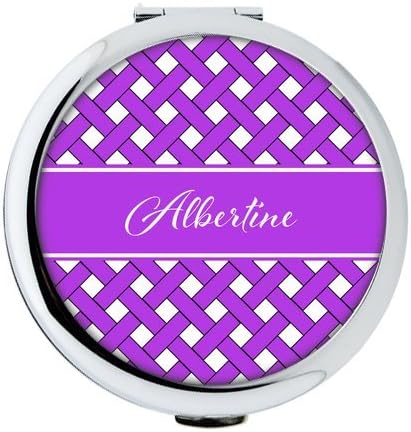 Light purple Infinity lattice handwritten Monogram name design Costom Round Ultra-thin 0.8cm Compact Makeup Mirror
