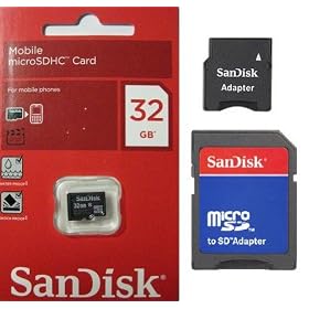 SanDisk 32GB 32G microSD microSDHC SD SDHC Card Class 4 C4 Retail Pack with SD and MiniSD Adapters