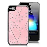 Stylish Glittery Floral Pattern Leather Hard Case Cover for iphone 4 4S - Pink + Free anti-scratch screen protector!