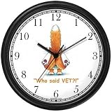 Orange Cat Runnig from Vet - Cat Cartoon or Comic - JP Animal Wall Clock by WatchBuddy Timepieces (Hunter Green Frame)