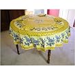 Round Provence Yellow Blue Colorful Print coated cotton tablecloth + napkins