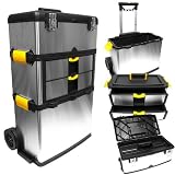 Massive & Mobile 3-part Stainless Steel Tool Box