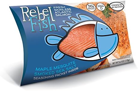 Rebel Fish Fresh Salmon, Sweet Smoky Blend: 2 Barbeque & 2 Maple Mesquite Smoked Sea Salt; Fresh, Skinless, 6oz, Salmon Portions, 4 pack - Ready to Cook