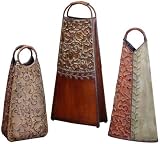 Sancha Vases (3) Embossed Metal Rust/olive