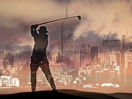 PAINTING ILLUSTRATION CITYSCAPE GOLFER SILHOUETTE SPORT ART PRINT POSTER MP5234A