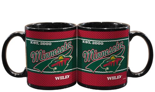 NHL Minnesota Wild 11-Ounce Black Jersey Mug (2 Pack)
